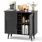 Black Wooden Sideboard Cabinet with 6 Wine Bottle Rack Storage Drawer and 2 Door Compartments